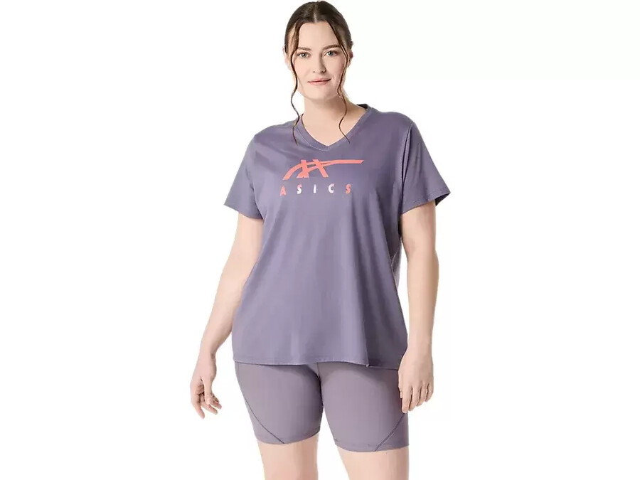 asics stripes v-neck fÜr damen