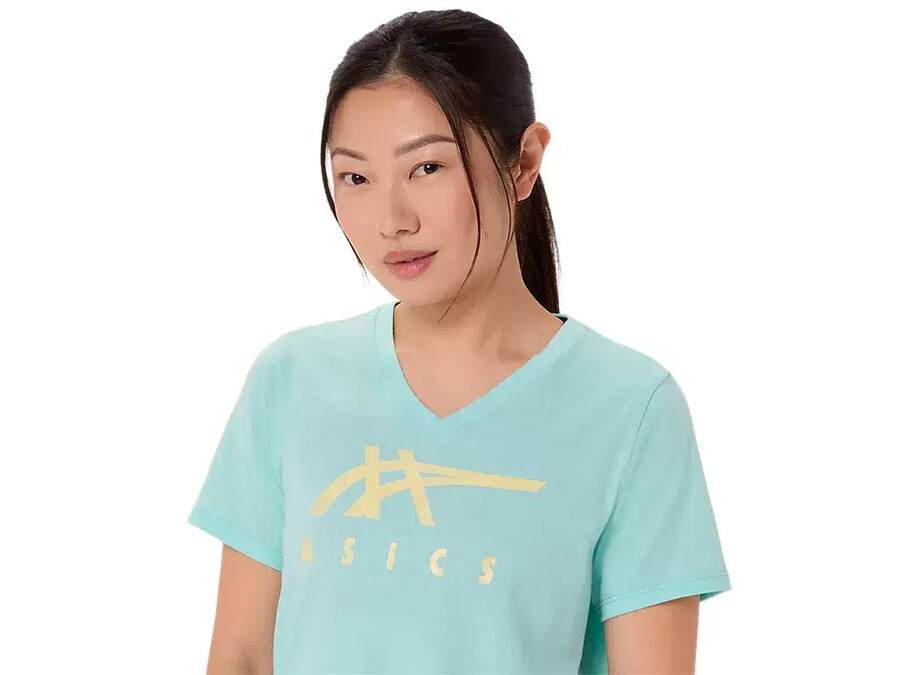 asics stripes v-neck fÜr damen