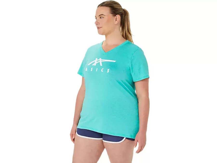 asics stripes v-neck fÜr damen