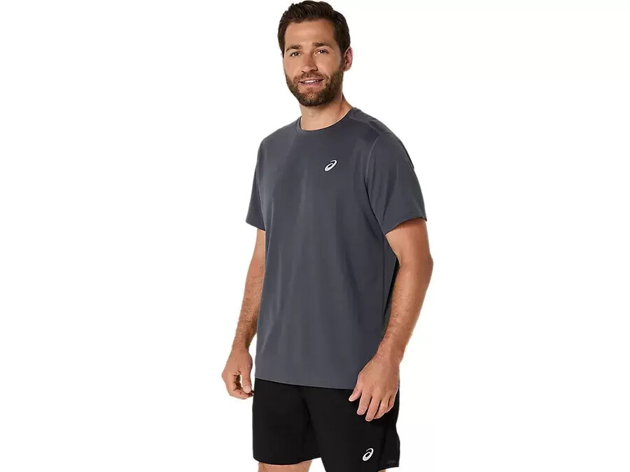 asics silbernes kurzarm-oberteil