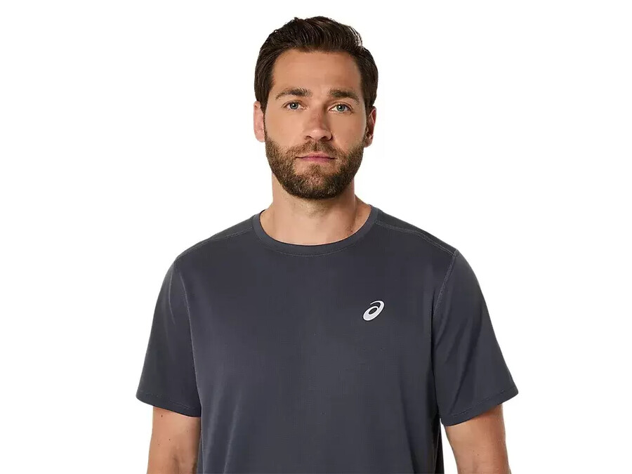 asics silbernes kurzarm-oberteil