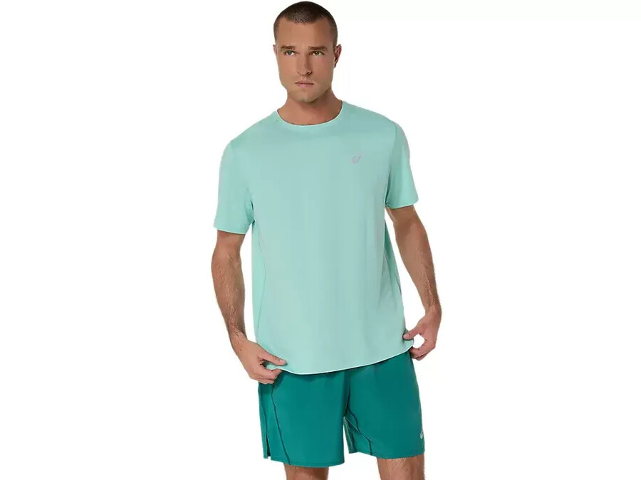 asics silbernes kurzarm-oberteil