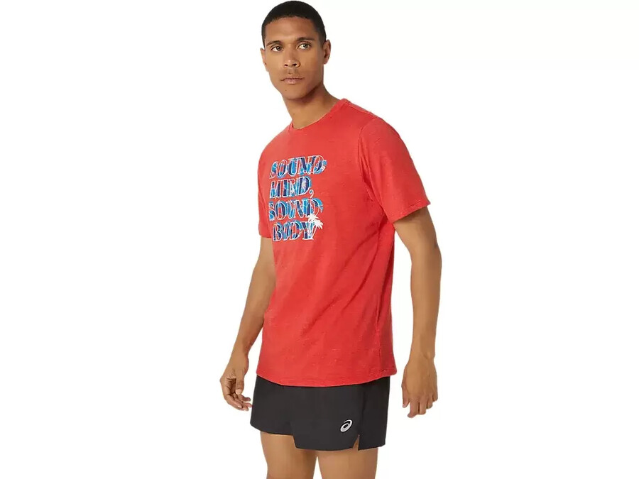 asics hibiscus slogan t-shirt