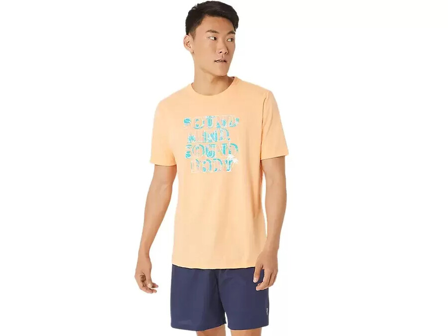 asics hibiscus slogan t-shirt